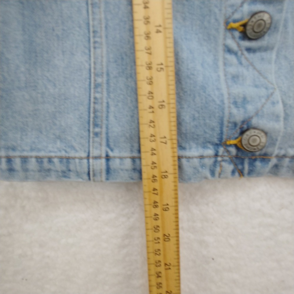 Gap Women's Jacket Vest Medium Blue Denim Collared Cotton Blend - Picture 5 of 8